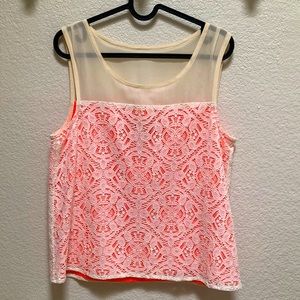 Marc by Marc Jacobs Lace Top with Fluorescent Orange Lining